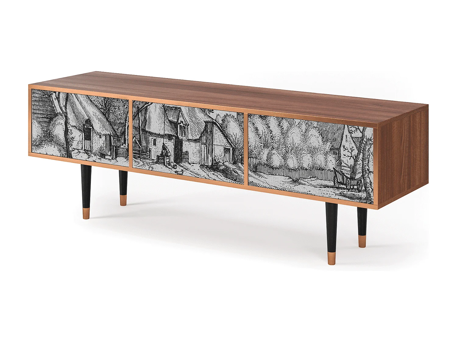 Meuble TV - 170х59х48 cm - T4 - Farms in a Village, Noyer