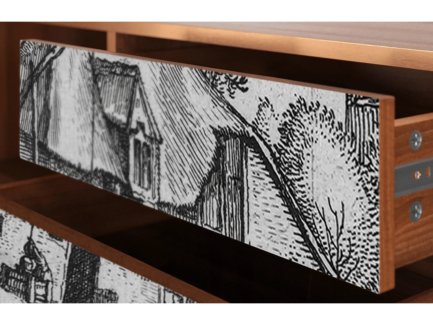 Meuble TV - 170х59х48 cm - T4 - Farms in a Village, Noyer