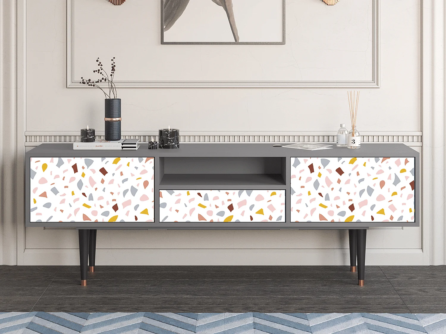 Mueble de TV - 170х59х41 cm - T6 - Marmelade Cheese, Gris