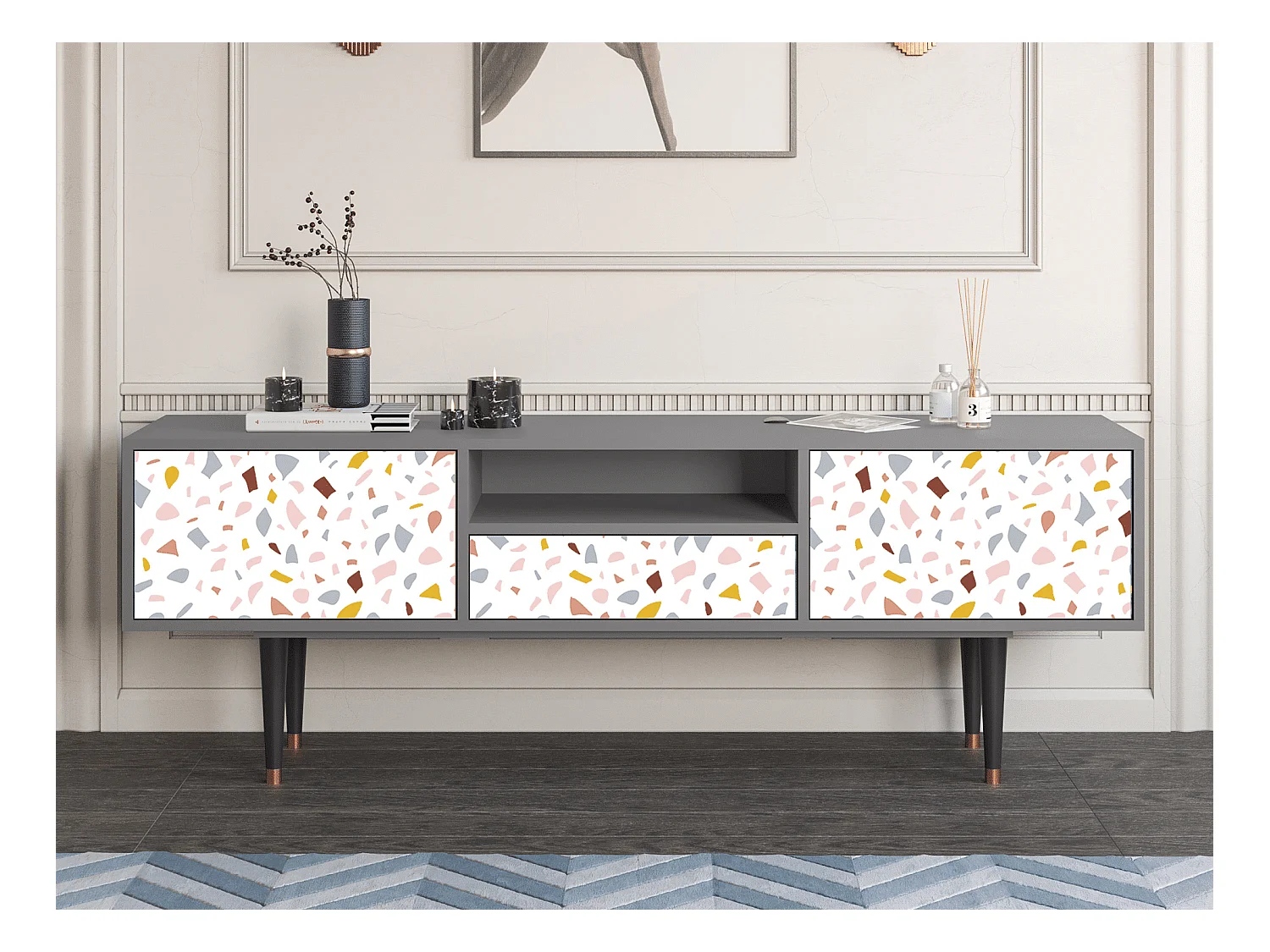 Meuble TV - 170х59х41 cm - T6 - Marmelade Cheese, Gris