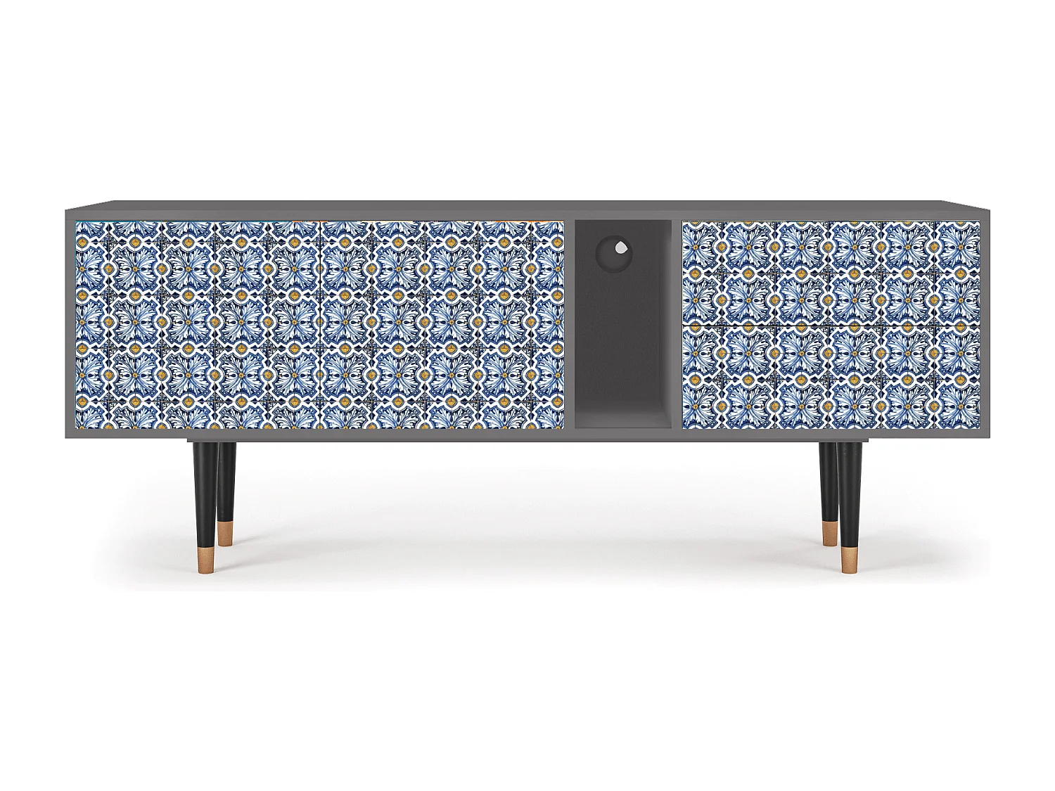 Meuble TV - 170х69х48 cm - T1 - Lovely Cornflowers, Gris