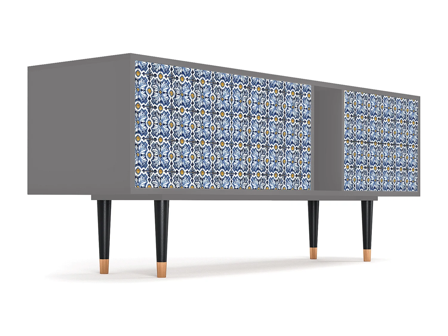 Meuble TV - 170х69х48 cm - T1 - Lovely Cornflowers, Gris