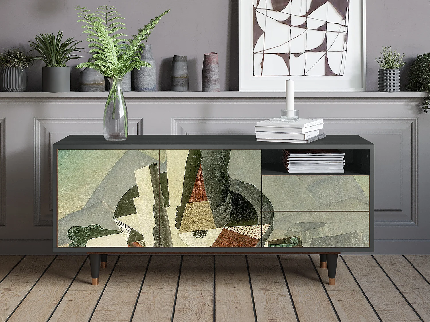TV-Möbel - 125х56х41 cm - T7 - The Cubist Paintings , Anthrazit