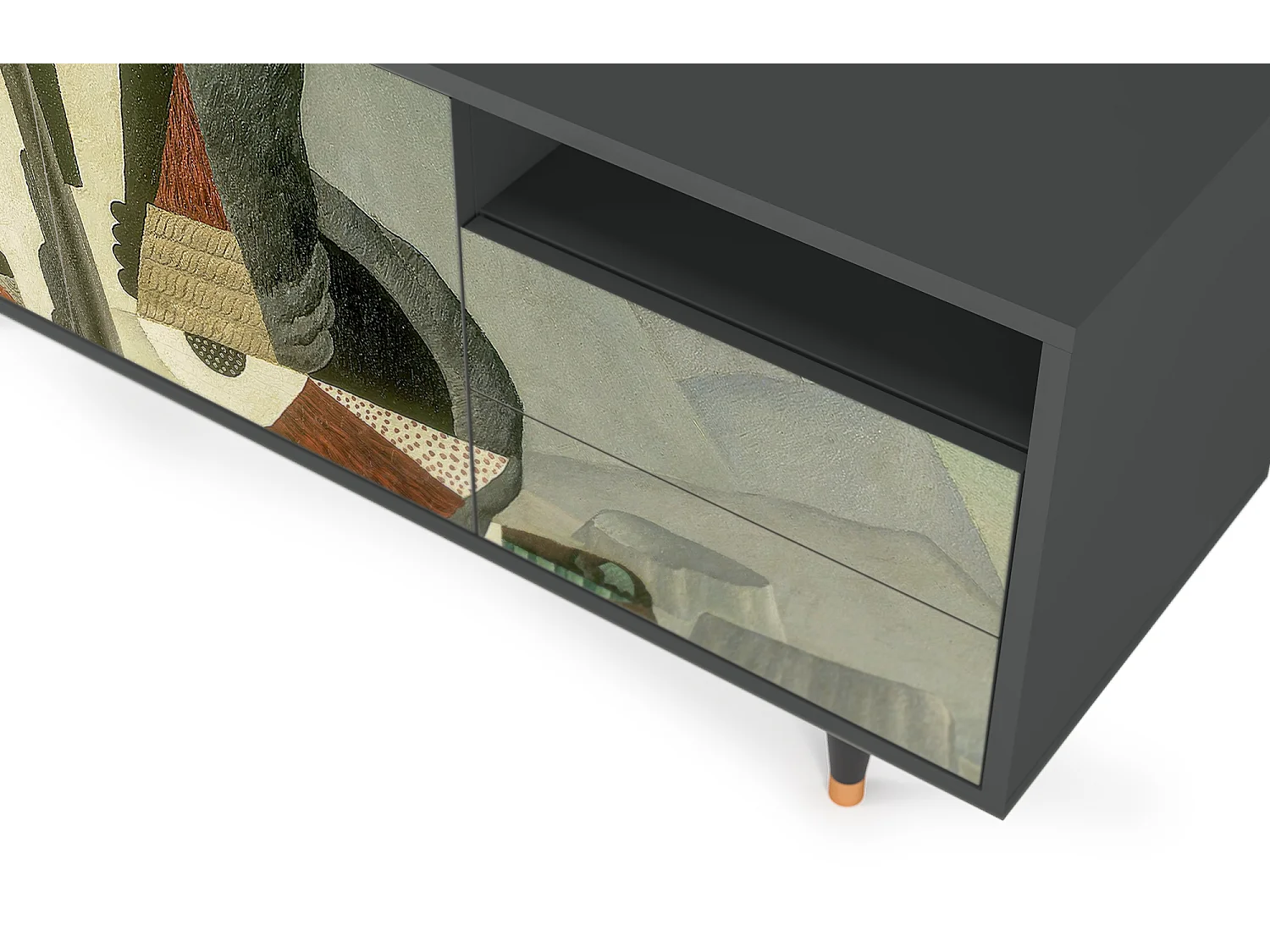 Szafka RTV - 125х56х41 cm - T7 - The Cubist Paintings , Antracyt