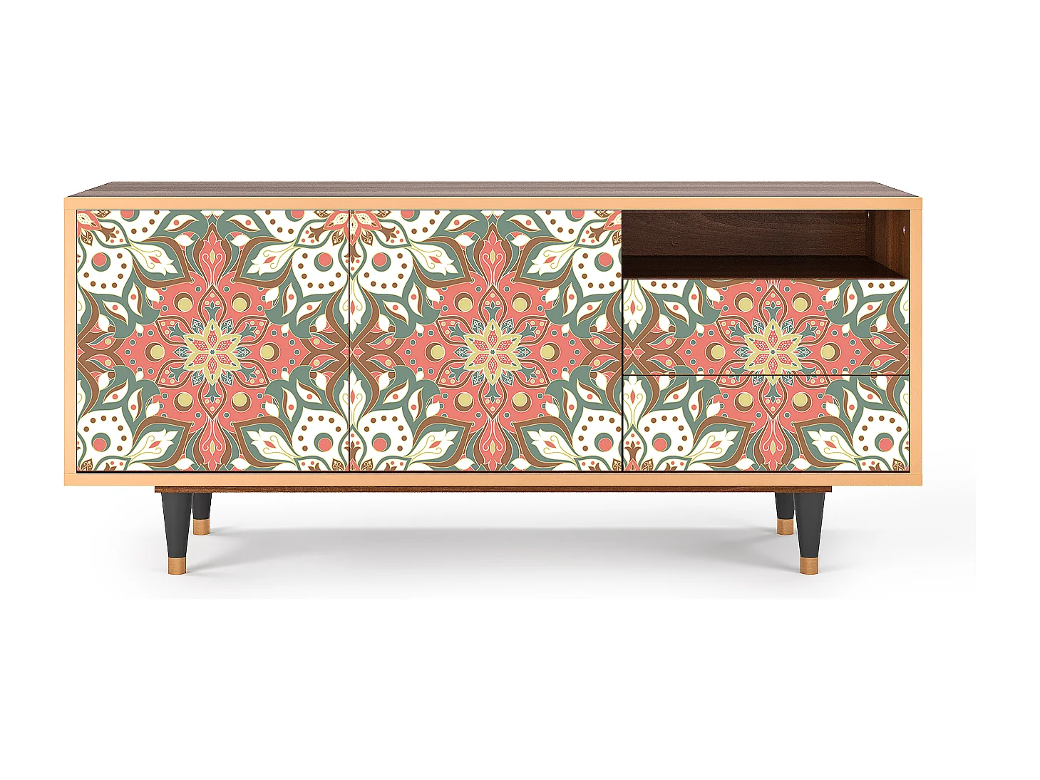 Mueble de TV - 125х56х41 cm - T7 - Peach Grove, Nogal