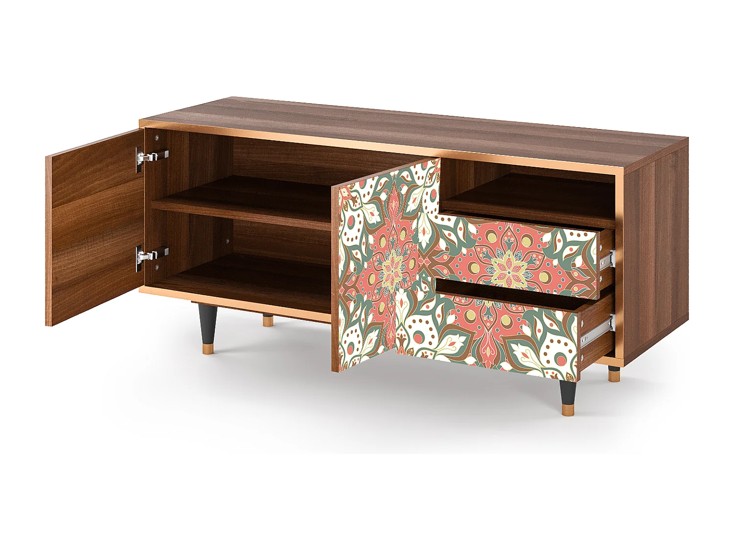 Mueble de TV - 125х56х41 cm - T7 - Peach Grove, Nogal