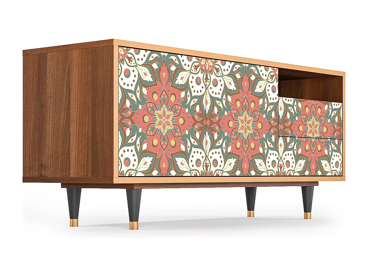 Meuble TV - 125х56х41 cm - T7 - Peach Grove, Noyer