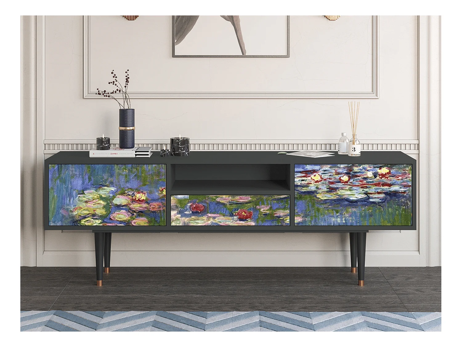 TV-Möbel - 170х59х41 cm - T6 - The water lily pond  , Anthrazit