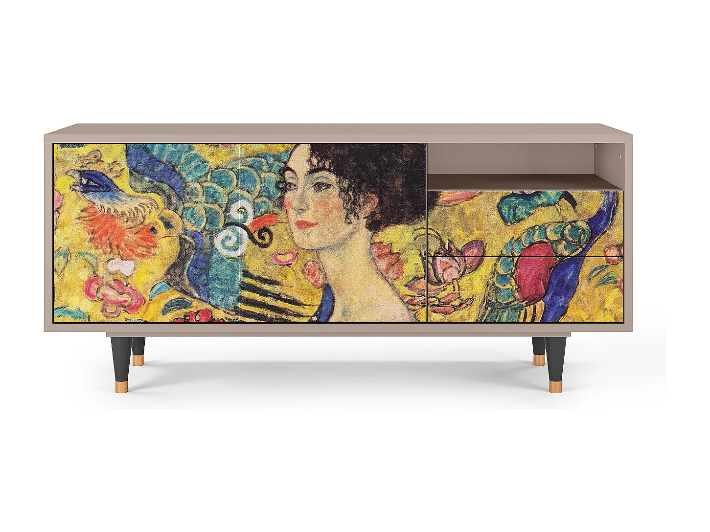 TV-meubel - 125х56х41 cm - T7 - Lady with Fan by Klimt, Latte