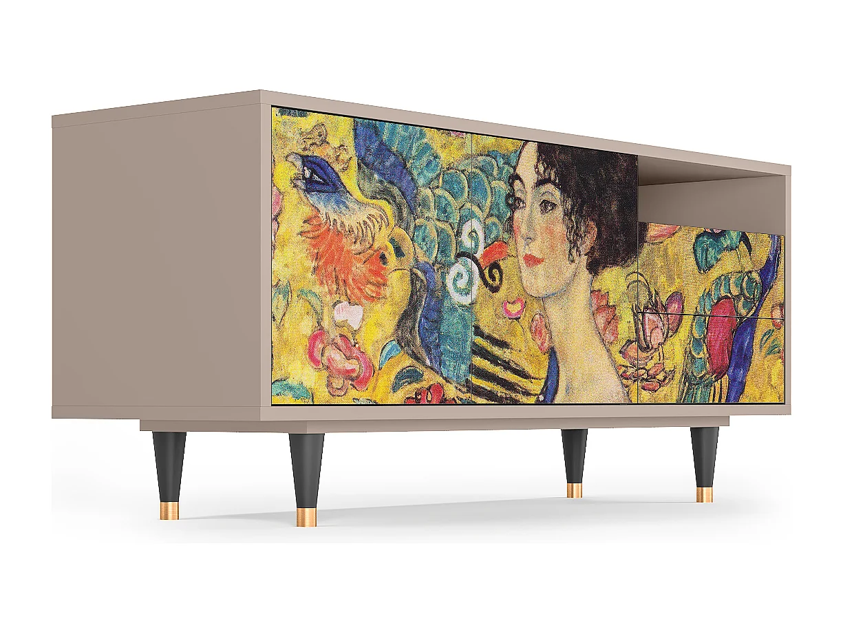 TV-meubel - 125х56х41 cm - T7 - Lady with Fan by Klimt, Latte