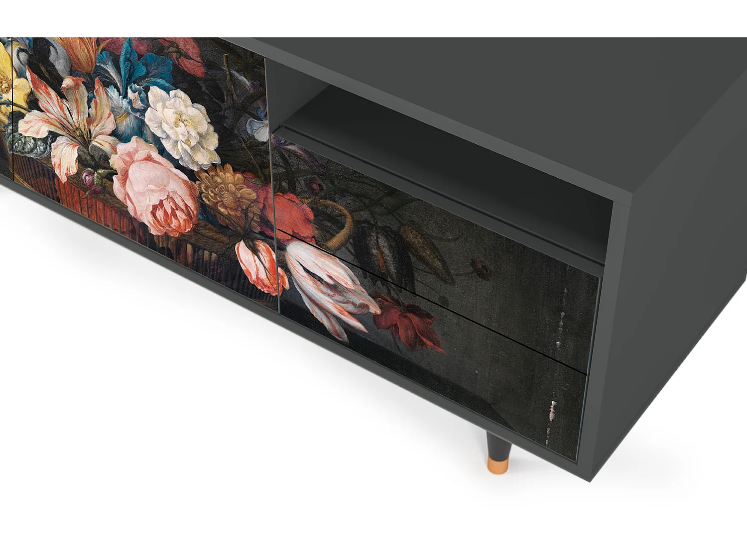 Meuble TV - 125х56х41 cm - T7 - Still Life with Flowers, Anthracite
