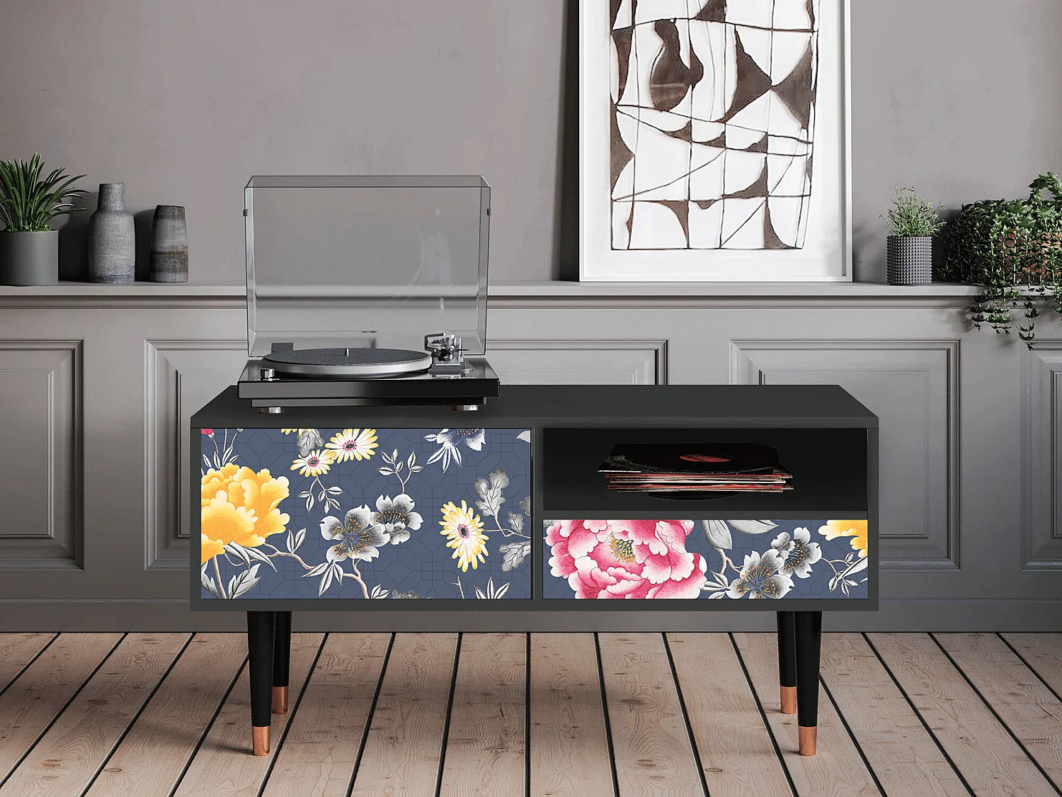 TV-meubel - 115х59х48 cm - T3 - Dark Flower Bed, Antraciet