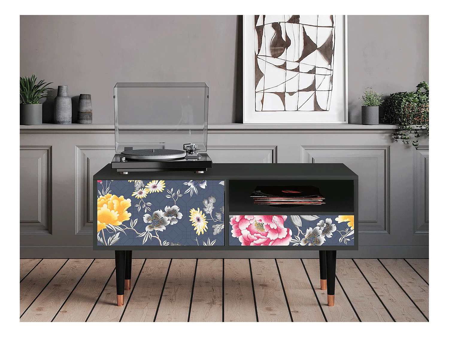 Meuble TV - 115х59х48 cm - T3 - Dark Flower Bed, Anthracite