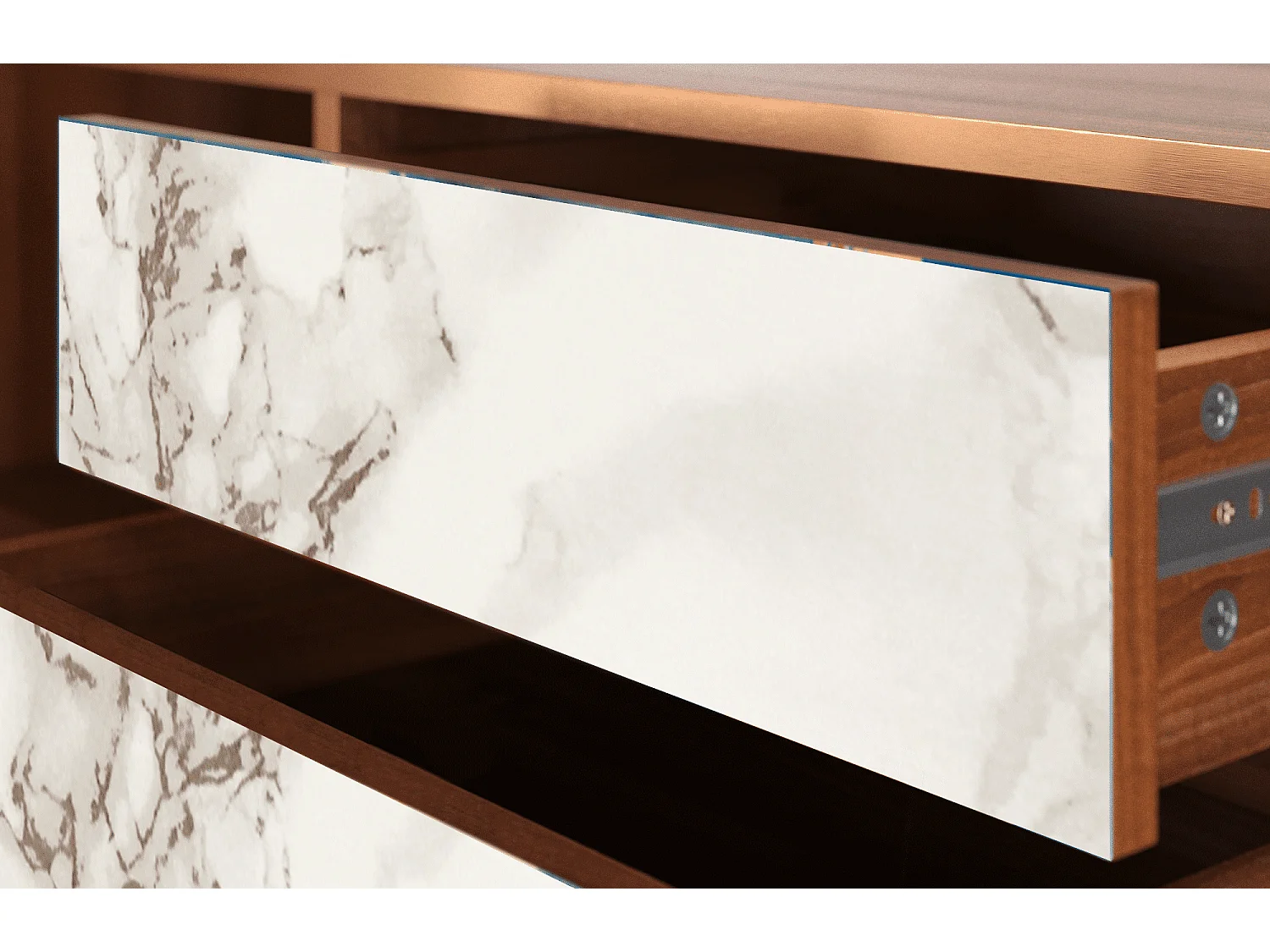 Szafka RTV - 170х59х48 cm - T4 - Milk Marble, Orzech