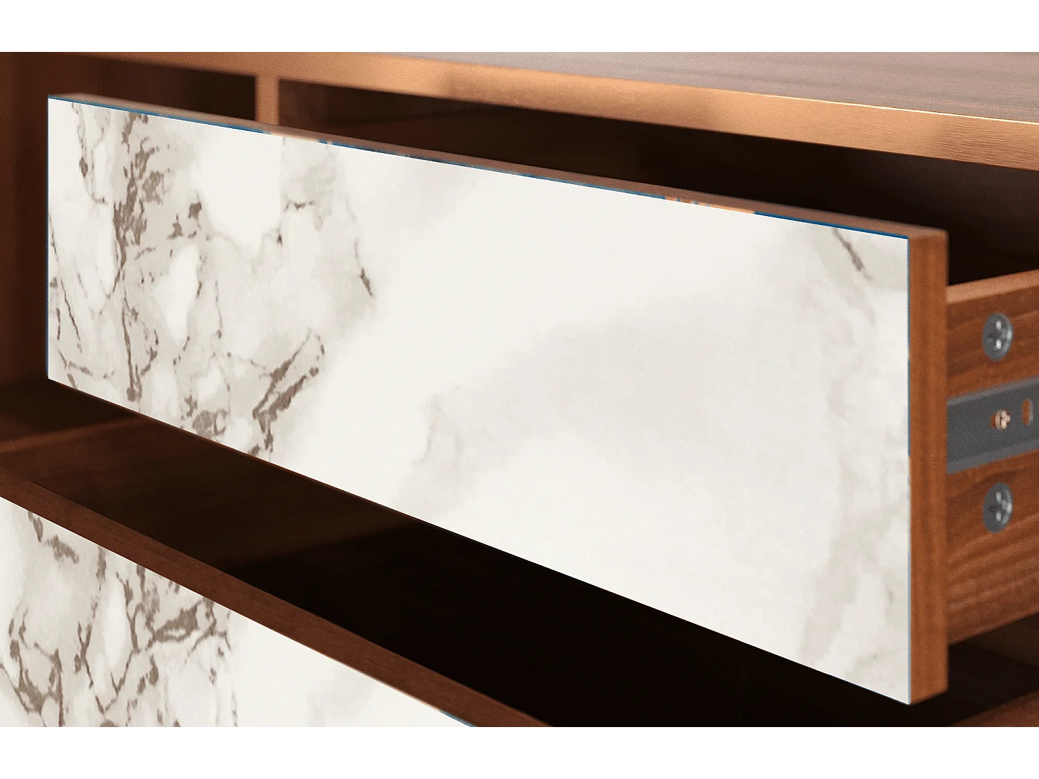 Meuble TV - 170х59х48 cm - T4 - Milk Marble, Noyer