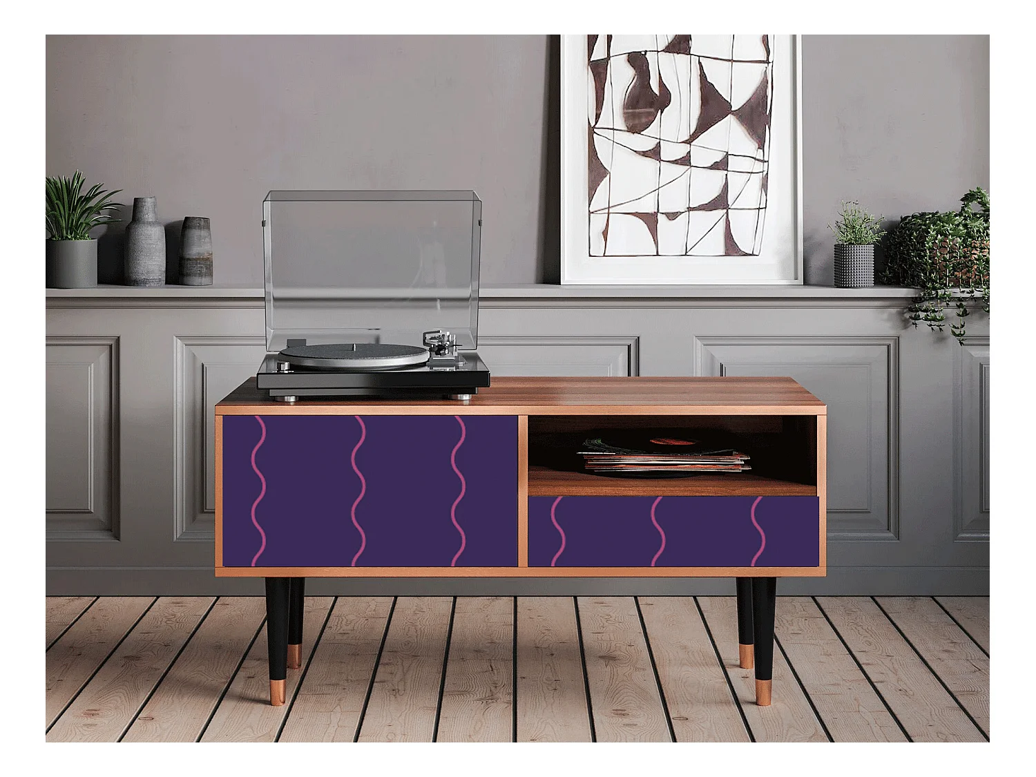 Meuble TV - 115х59х48 cm - T3 - Grape Maccaroni, Noyer