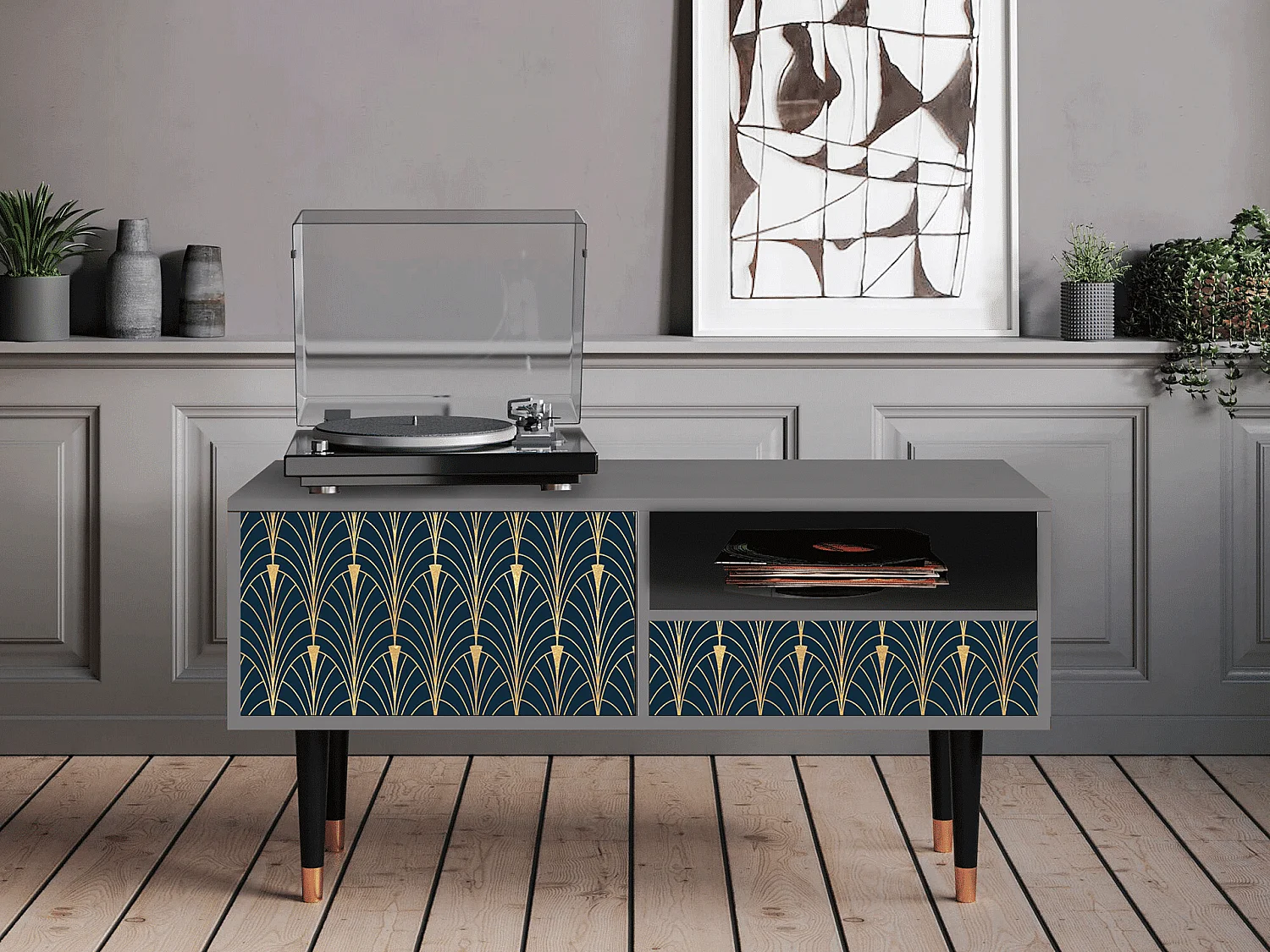 TV-Möbel - 115х59х48 cm - T3 - Flower of the Nile, Grau