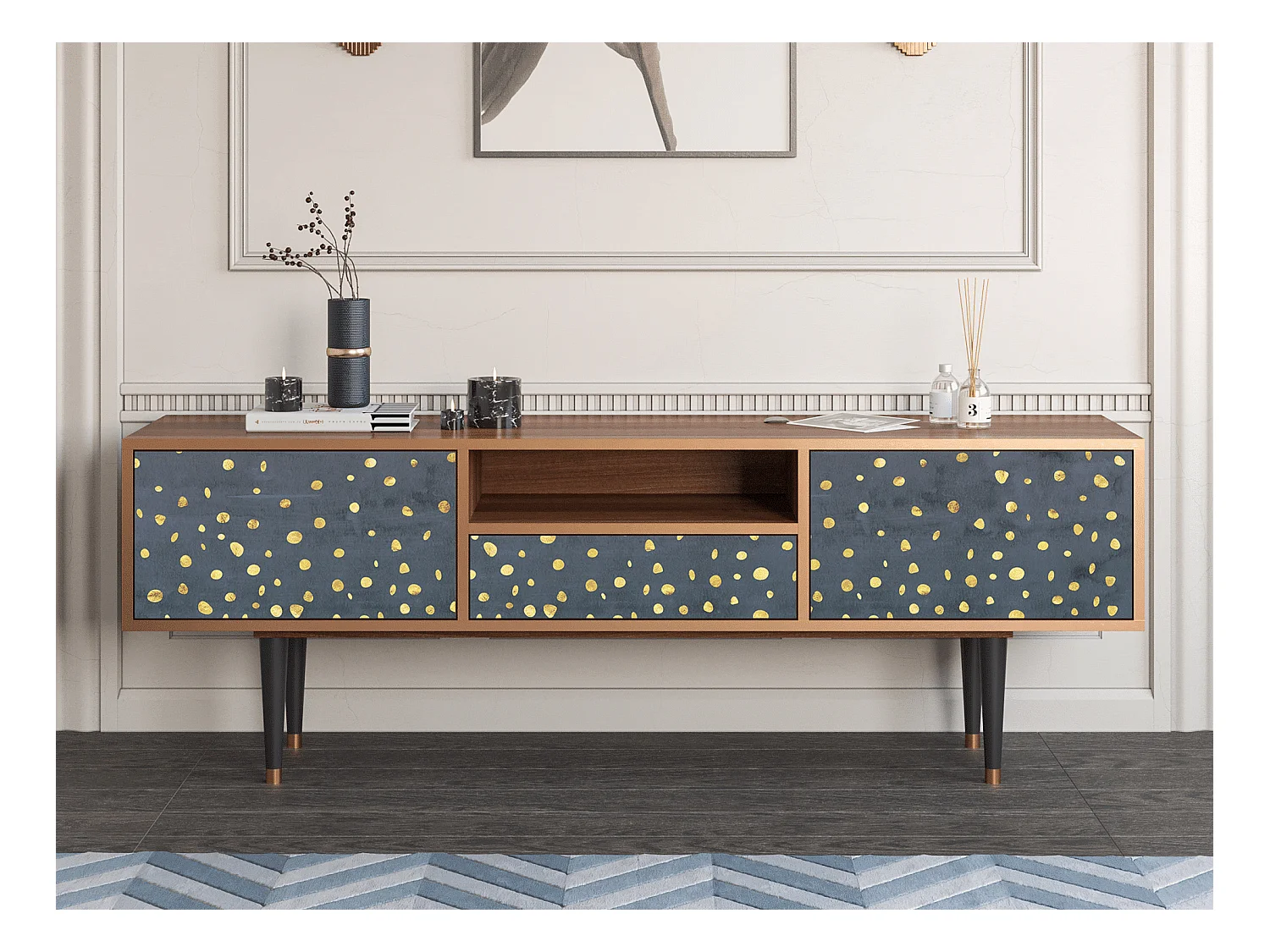TV-Möbel - 170х59х41 cm - T6 - Foggy Lights, Walnuss