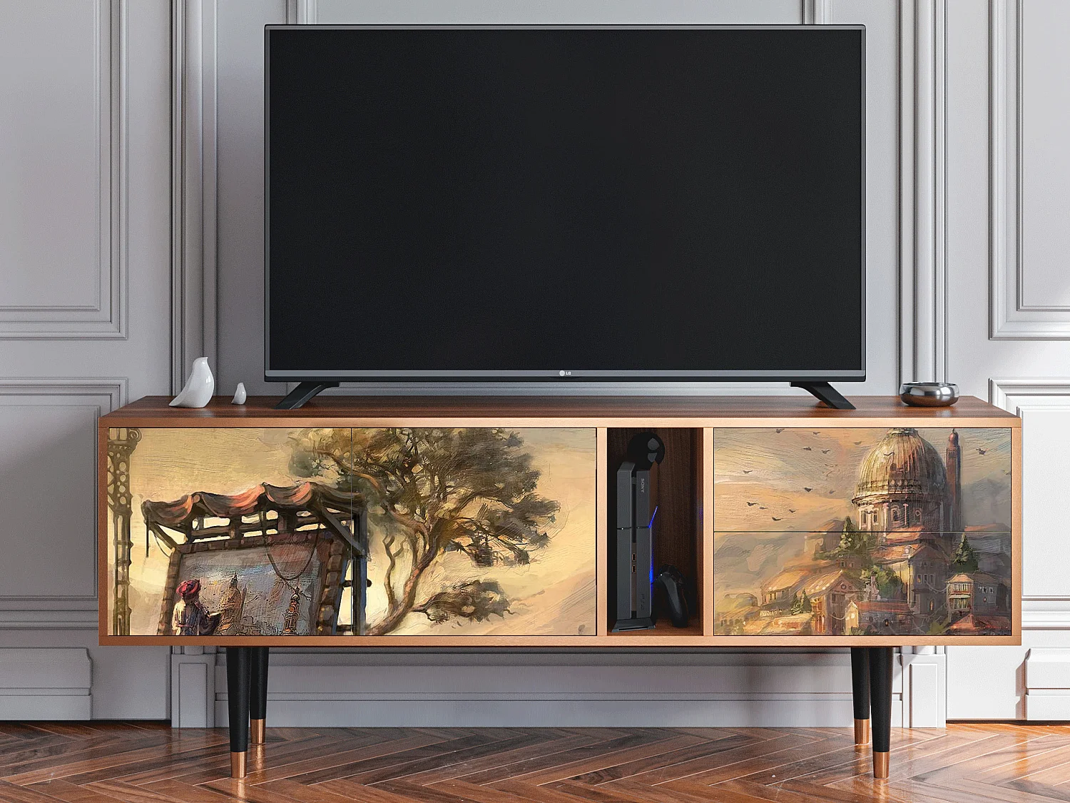 Meuble TV - 170х69х48 cm - T1 - Venice, Noyer