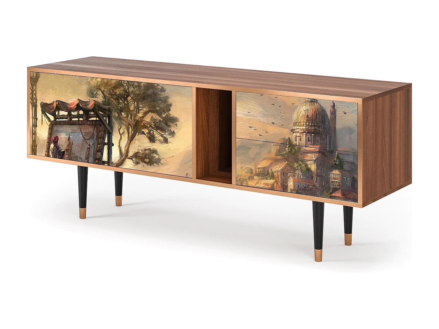 Meuble TV - 170х69х48 cm - T1 - Venice, Noyer