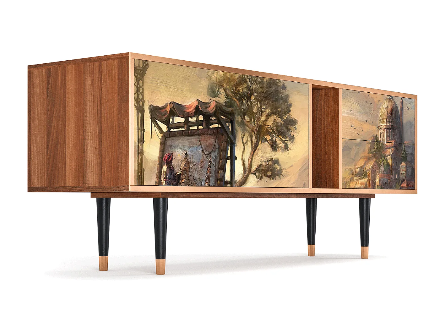 Meuble TV - 170х69х48 cm - T1 - Venice, Noyer