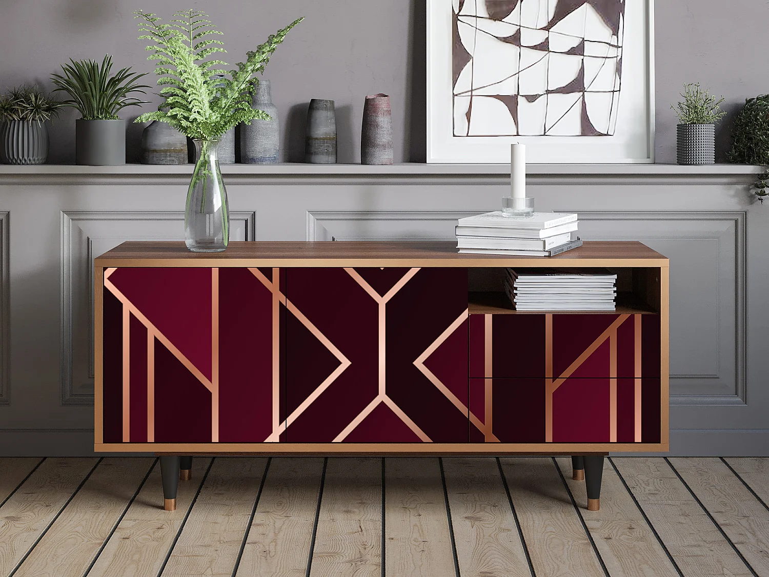 TV-meubel - 125х56х41 cm - T7 - Burgundy Jewelery, Walnoot