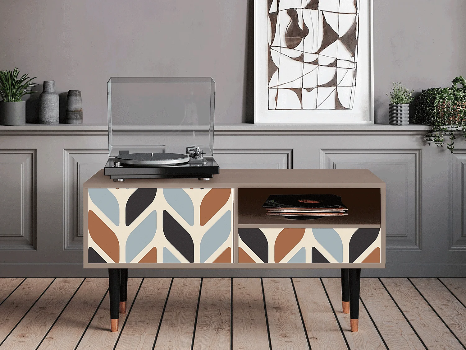 TV-meubel - 115х59х48 cm - T3 - Beige Laure, Latte
