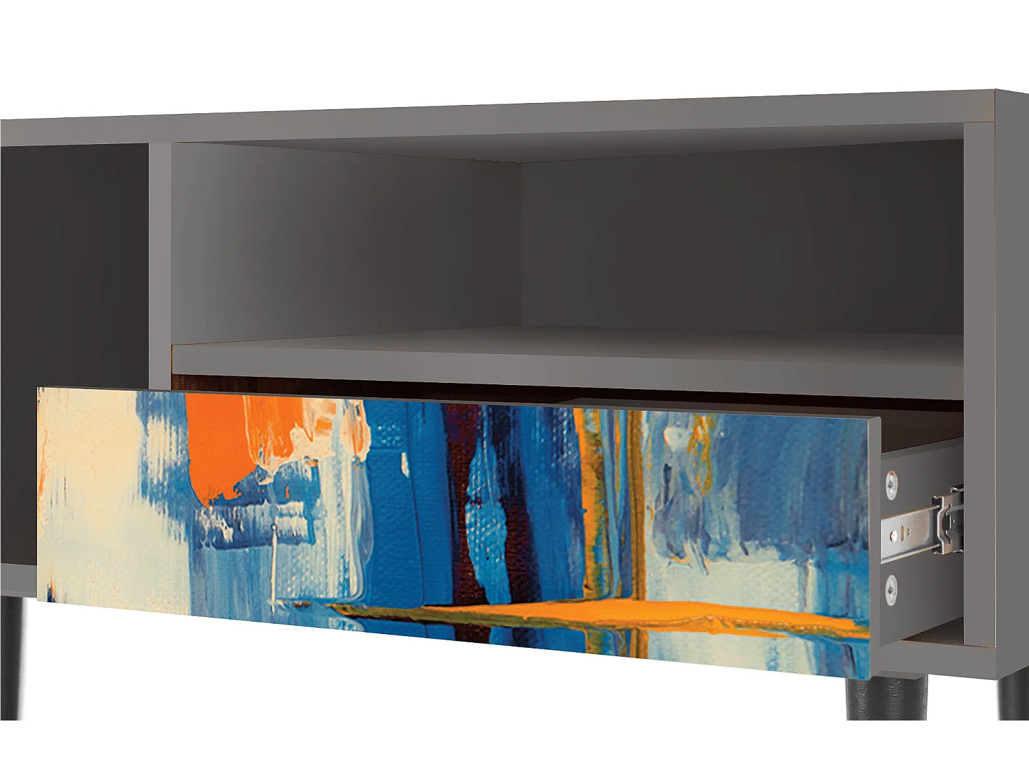 Meuble TV - 115х59х48 cm - T3 - Abstract Expressionism, Gris