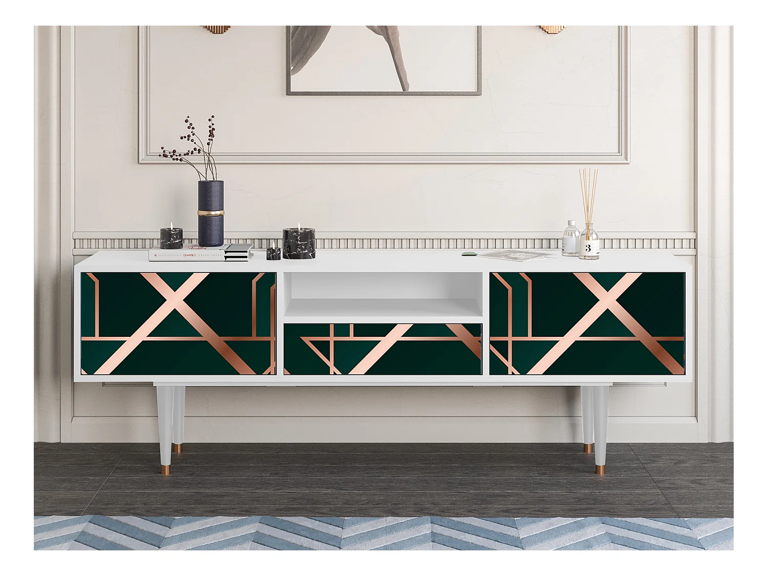 Meuble TV - 170х59х41 cm - T6 - Emerald Gatsby, Blanc