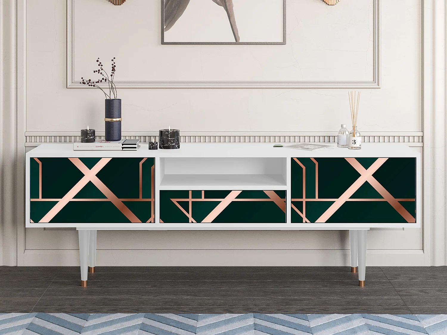 Meuble TV - 170х59х41 cm - T6 - Emerald Gatsby, Blanc