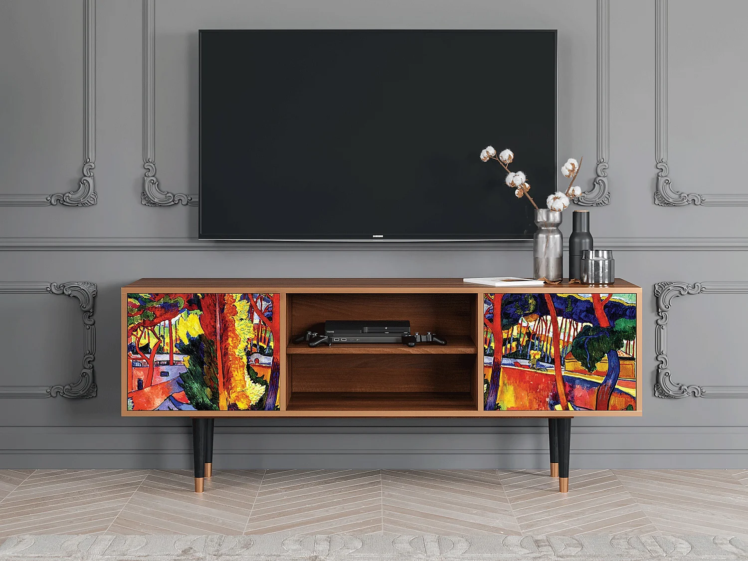 TV-Möbel - 170х69х48 cm - T2 - The Turning Road, Walnuss