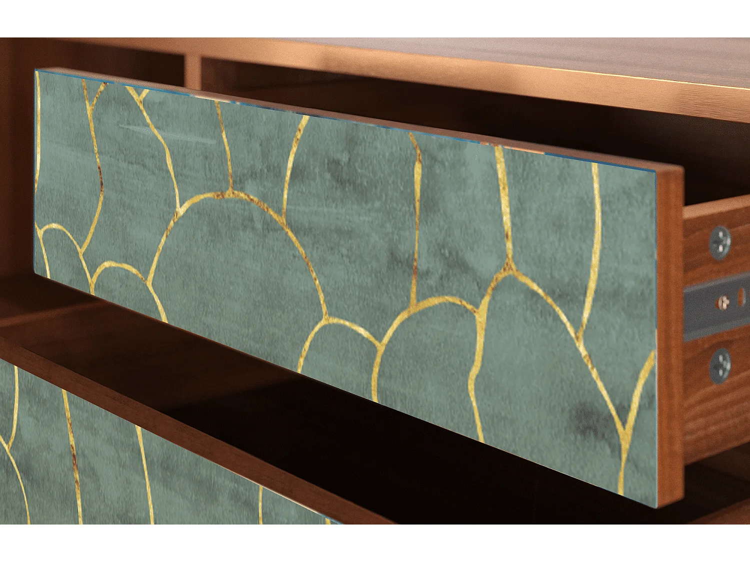 Meuble TV - 170х59х48 cm - T4 - Magnificent Water Lily, Noyer