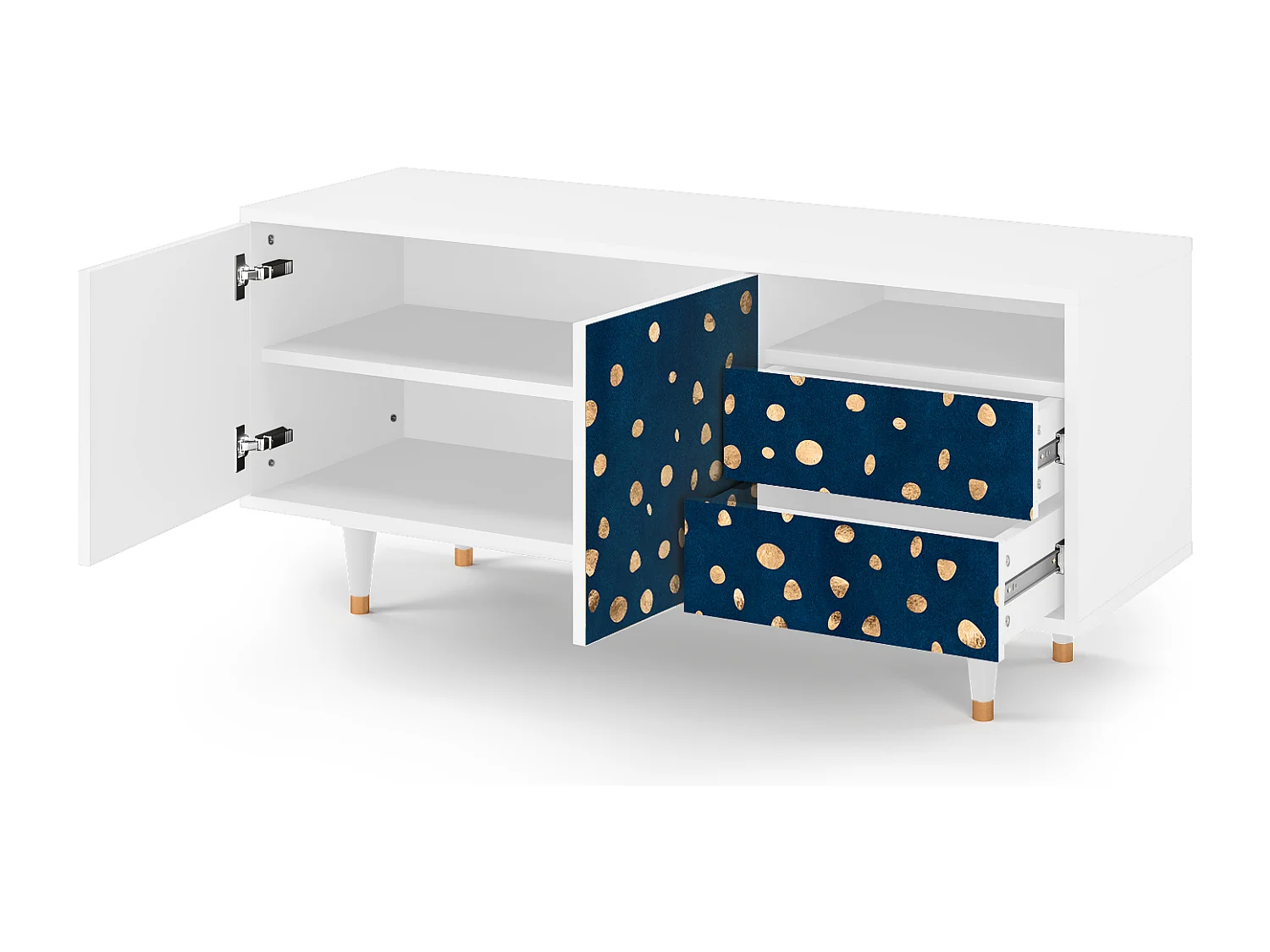 Meuble TV - 125х56х41 cm - T7 - Night Skies, Blanc