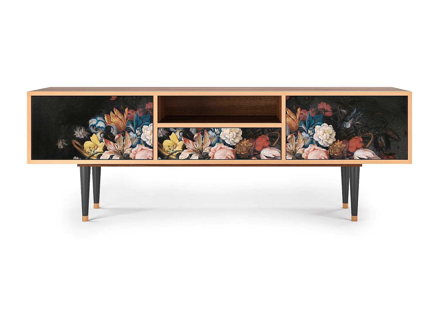 Meuble TV - 170х59х41 cm - T6 - Still Life with Flowers, Noyer