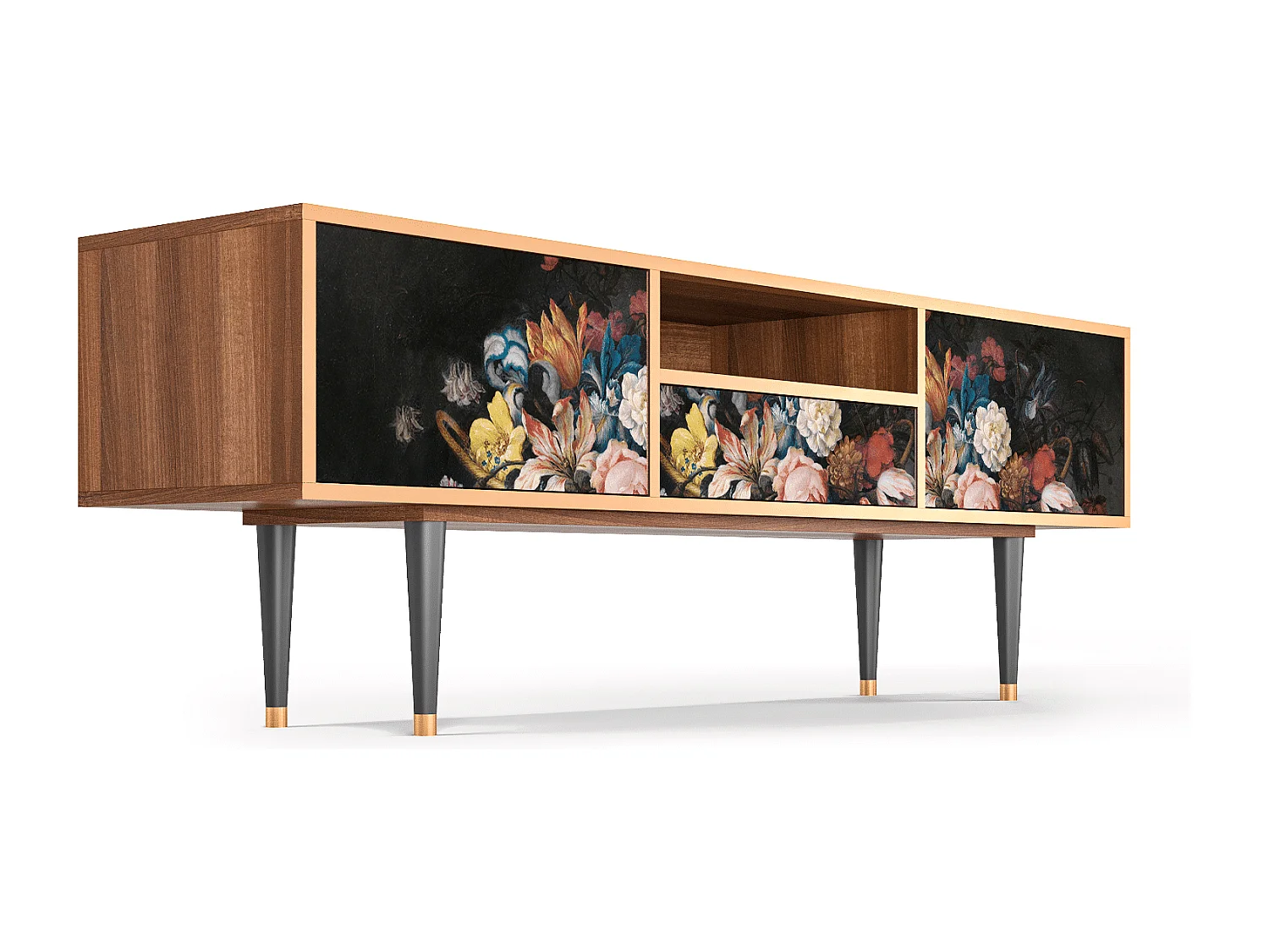 Meuble TV - 170х59х41 cm - T6 - Still Life with Flowers, Noyer