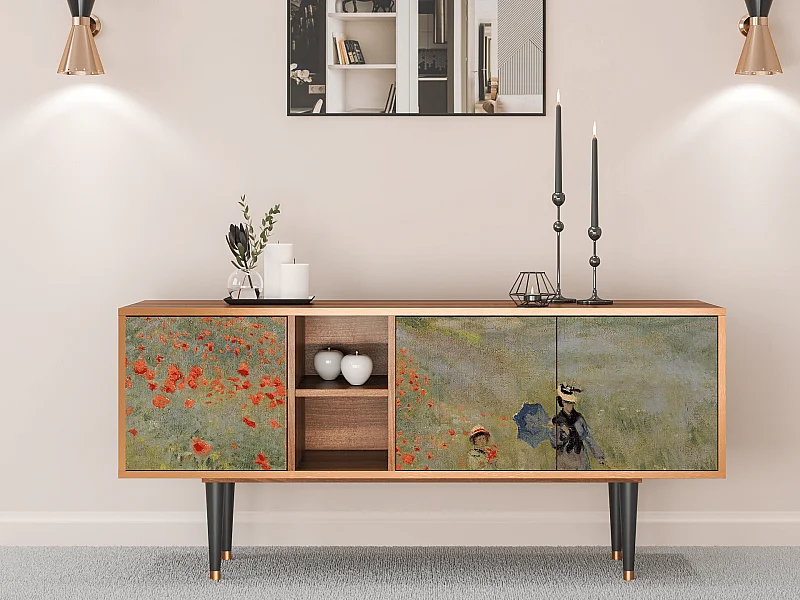 TV-meubel - 150х69х41 cm - T5 - The Poppy Field   , Walnoot