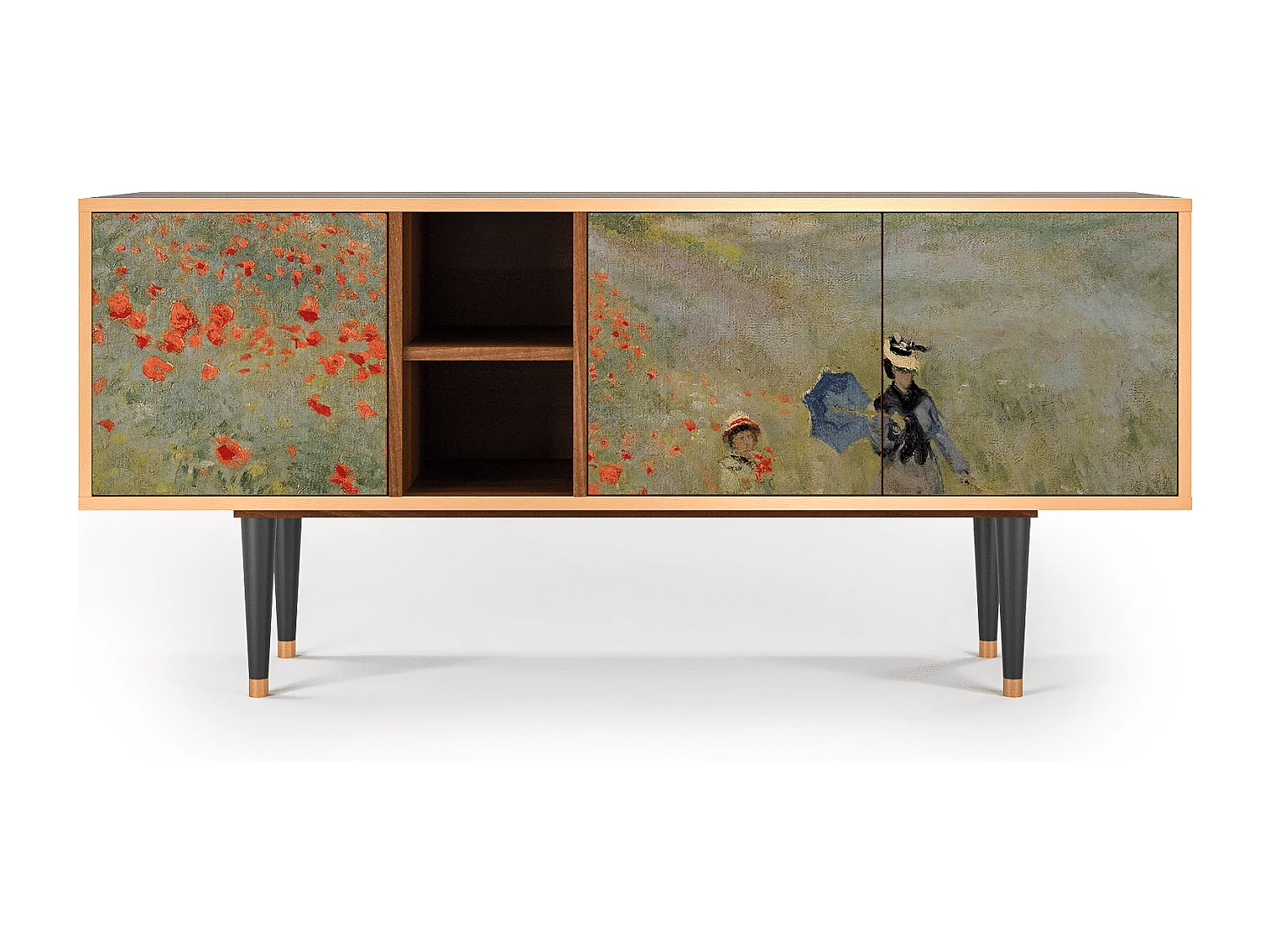 Meuble TV - 150х69х41 cm - T5 - The Poppy Field   , Noyer