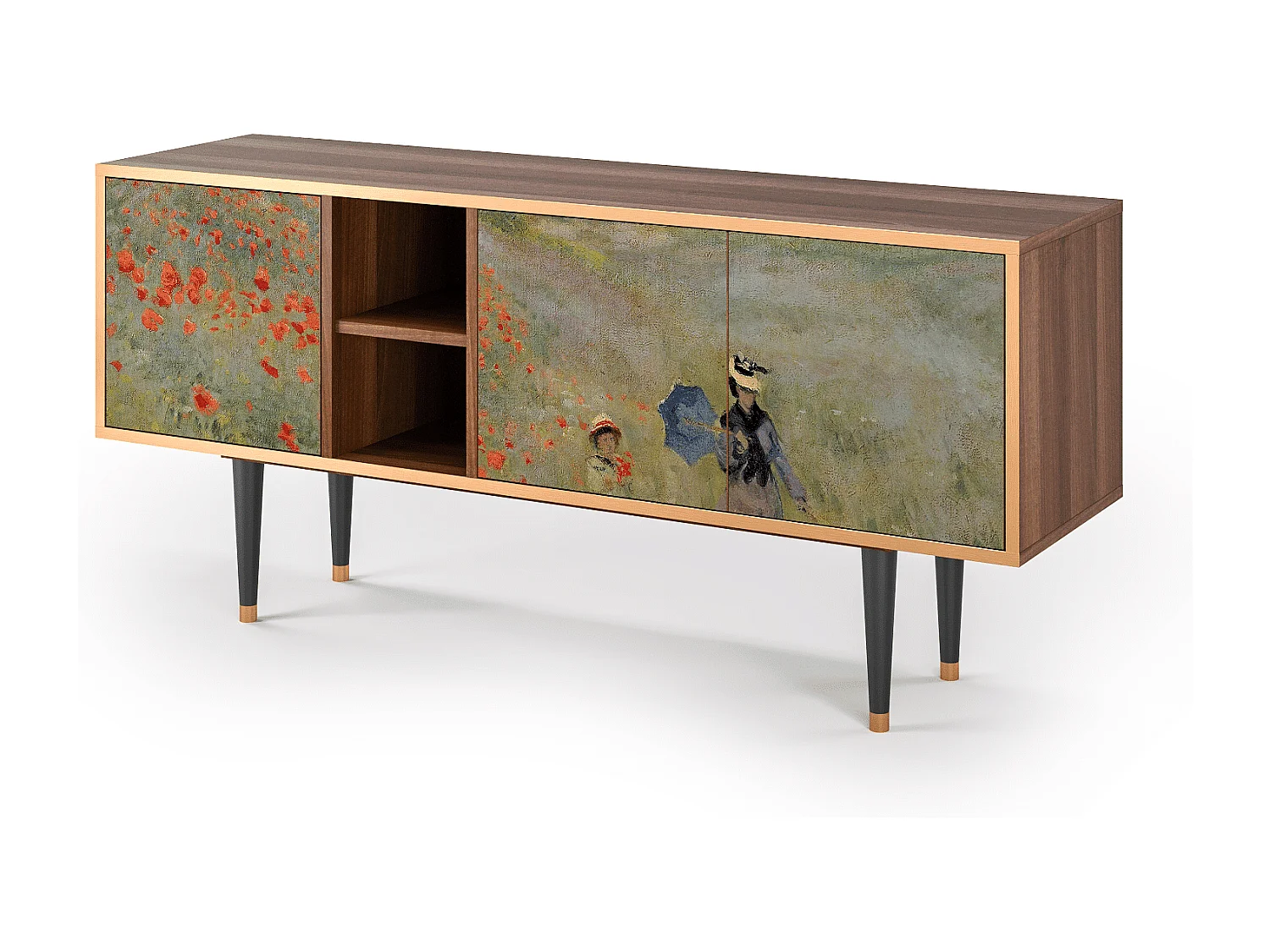 Meuble TV - 150х69х41 cm - T5 - The Poppy Field   , Noyer