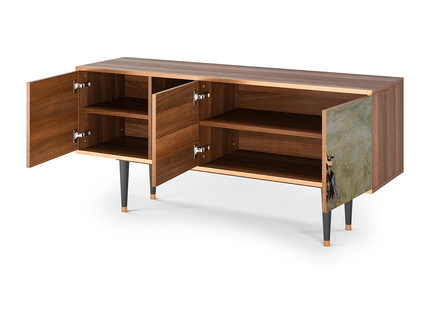 Meuble TV - 150х69х41 cm - T5 - The Poppy Field   , Noyer