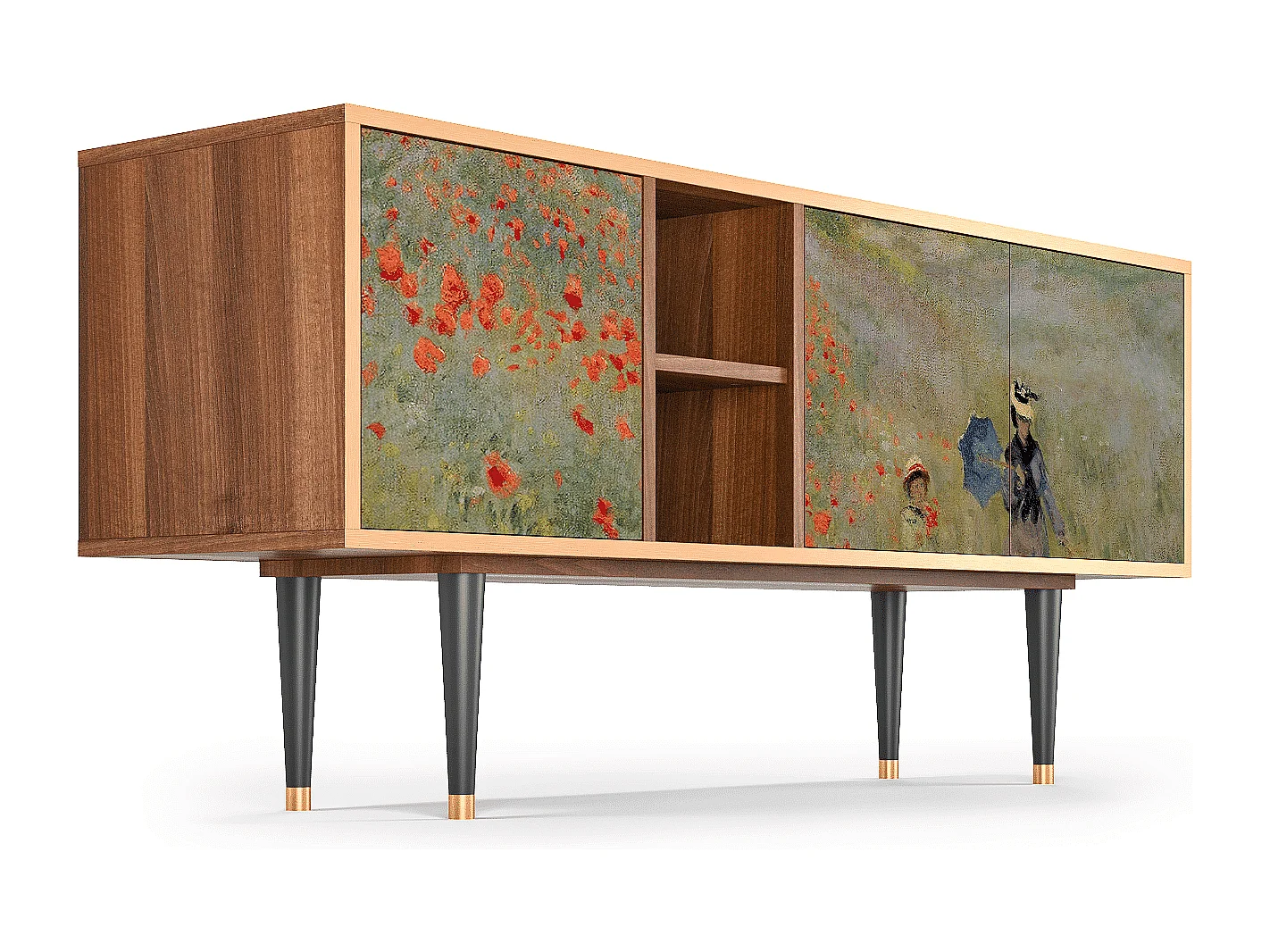 Meuble TV - 150х69х41 cm - T5 - The Poppy Field   , Noyer