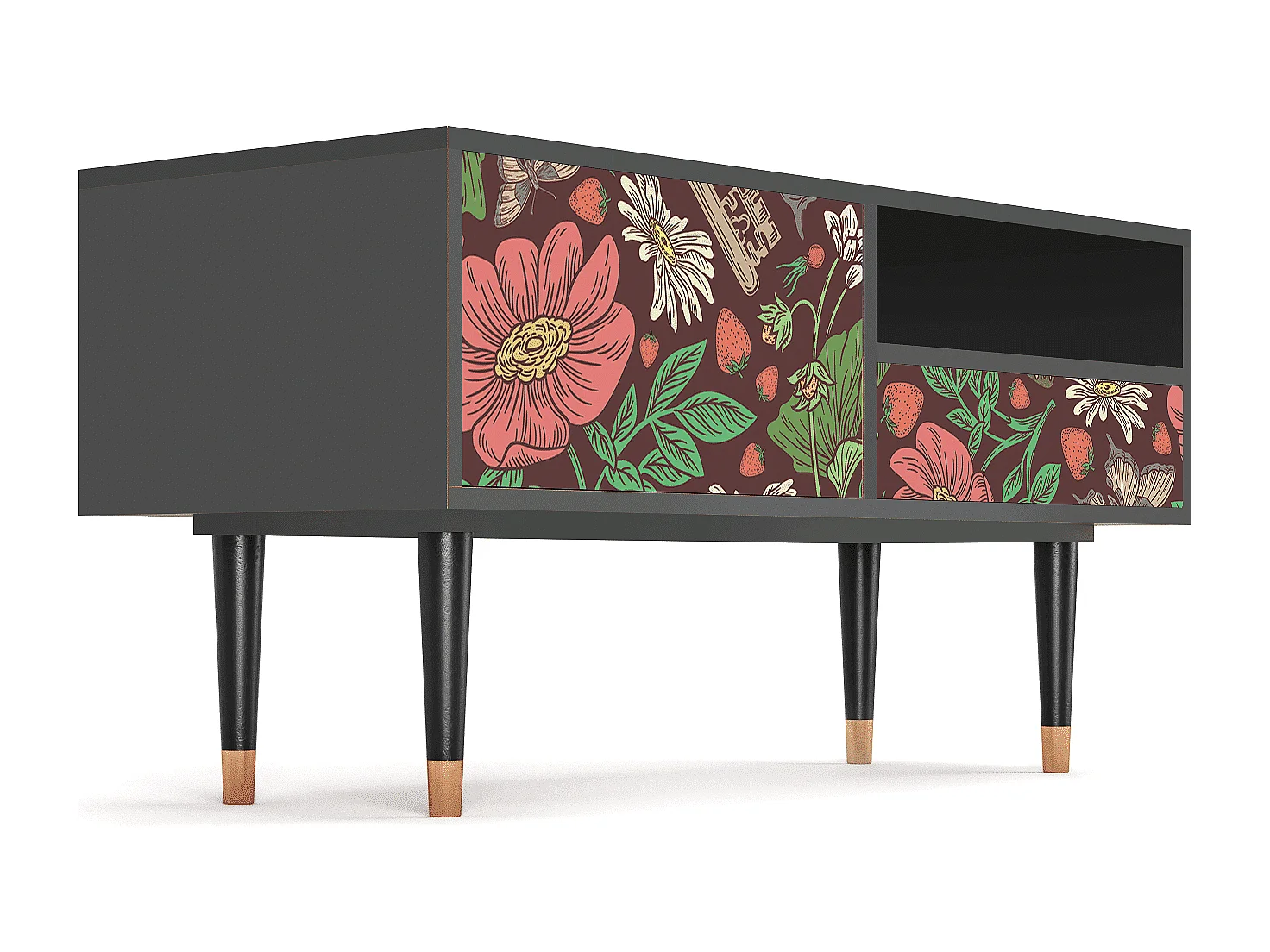 Szafka RTV - 115х59х48 cm - T3 - Alice in Wonderland, Antracyt