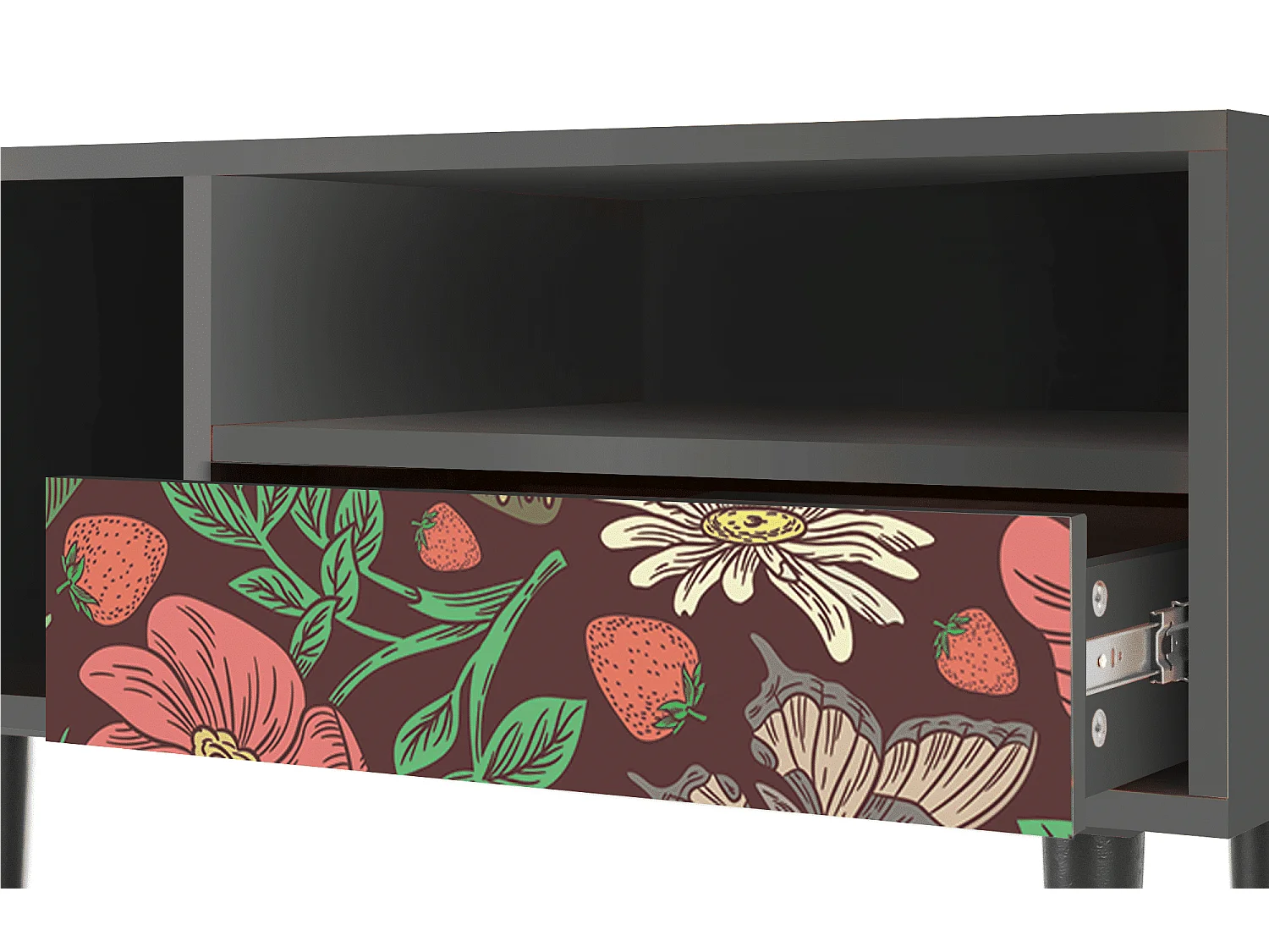 Szafka RTV - 115х59х48 cm - T3 - Alice in Wonderland, Antracyt