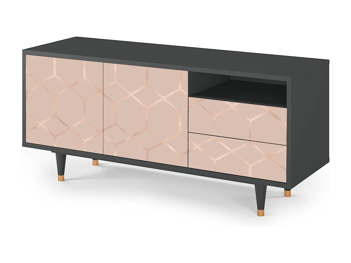 Mobile TV - 125х56х41 cm - T7 - Rose Honeycomb, Antracite