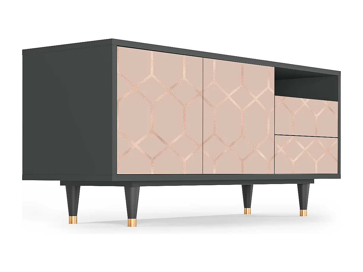 Mobile TV - 125х56х41 cm - T7 - Rose Honeycomb, Antracite