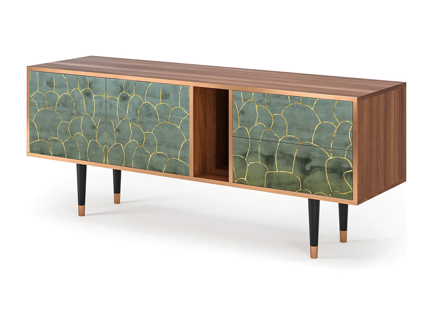 Meuble TV - 170х69х48 cm - T1 - Magnificent Water Lily, Noyer