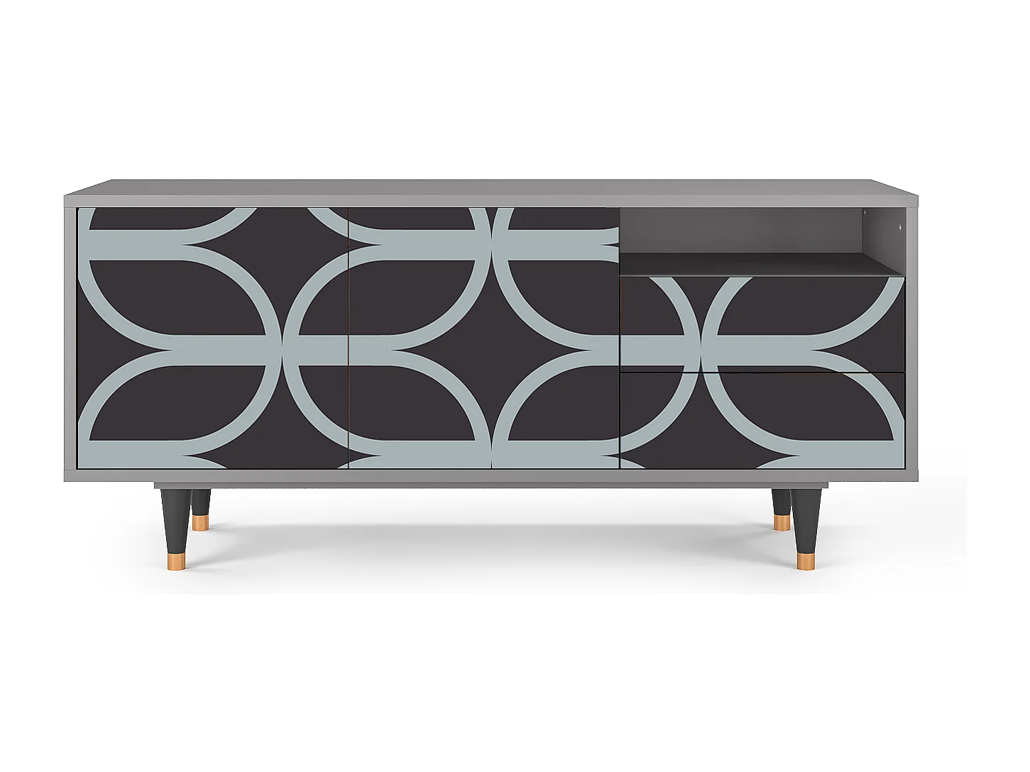 Meuble TV - 125х56х41 cm - T7 - Braided Blue, Gris