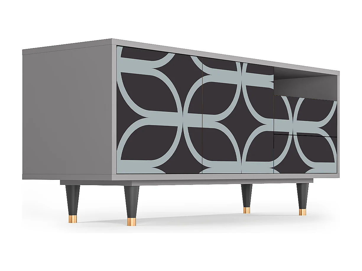 Meuble TV - 125х56х41 cm - T7 - Braided Blue, Gris