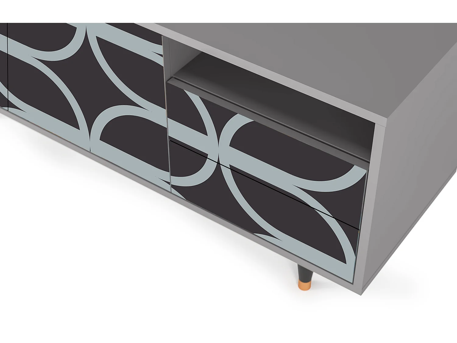 Meuble TV - 125х56х41 cm - T7 - Braided Blue, Gris