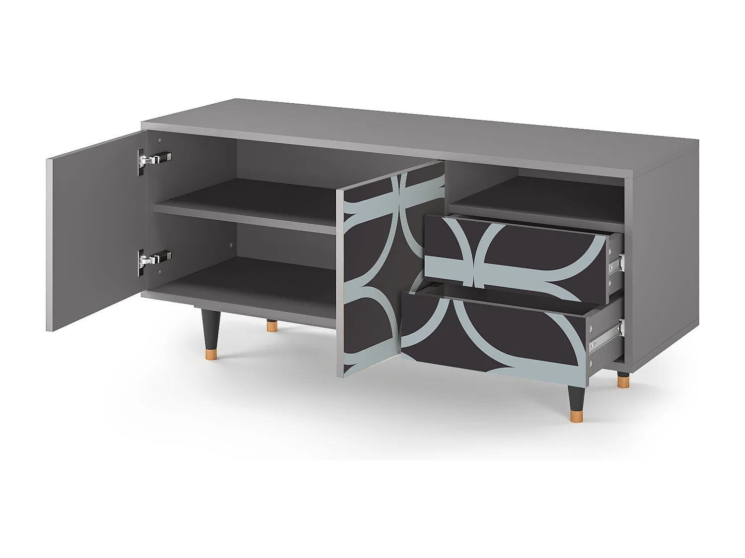 Szafka RTV - 125х56х41 cm - T7 - Braided Blue, Szary