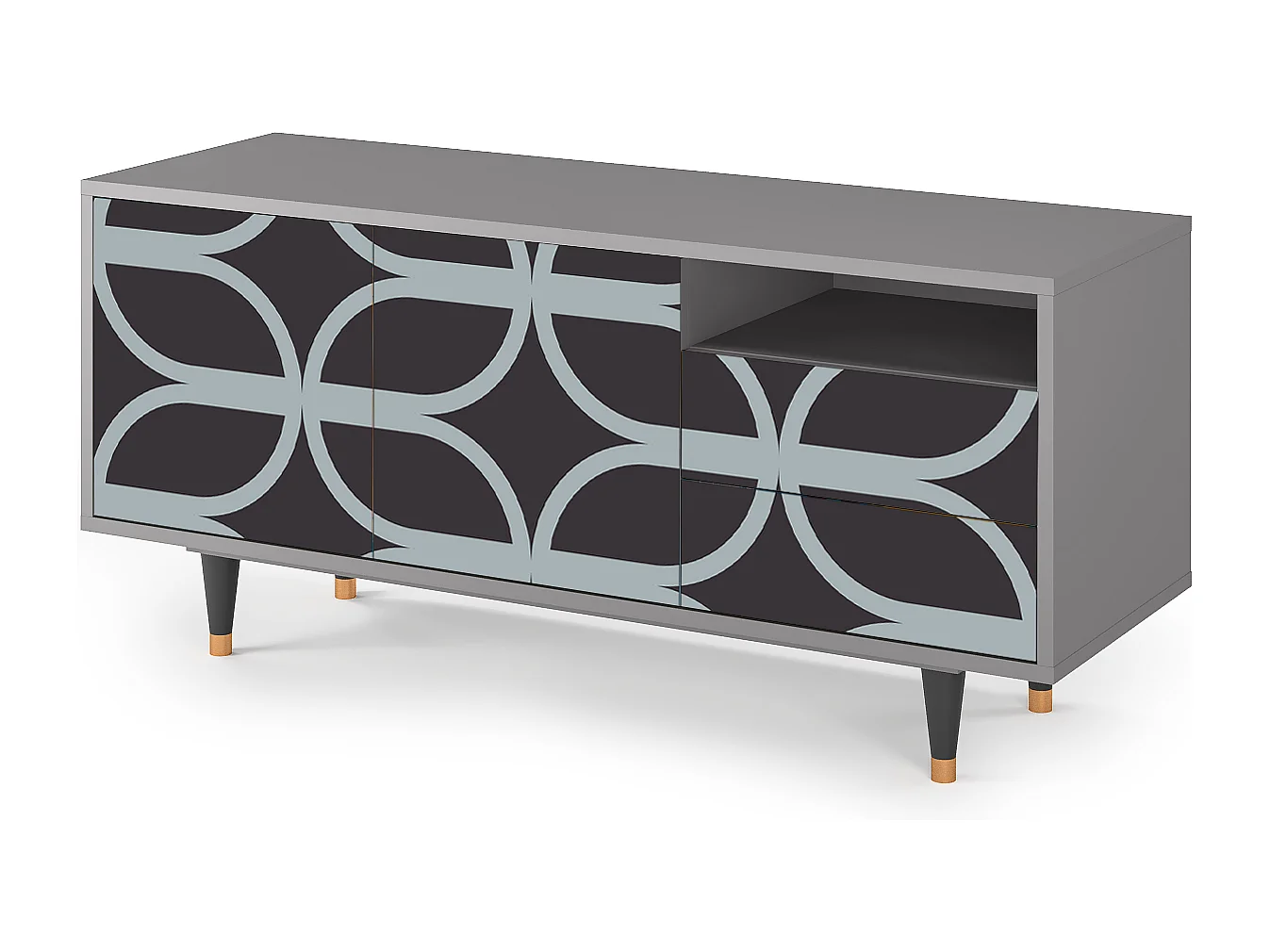 Meuble TV - 125х56х41 cm - T7 - Braided Blue, Gris